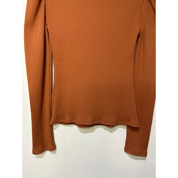 7 For All Mankind Puff Sleeve Square Neck Ribbed Top Size Small NWT Long Sleeves - Picture 11 of 13